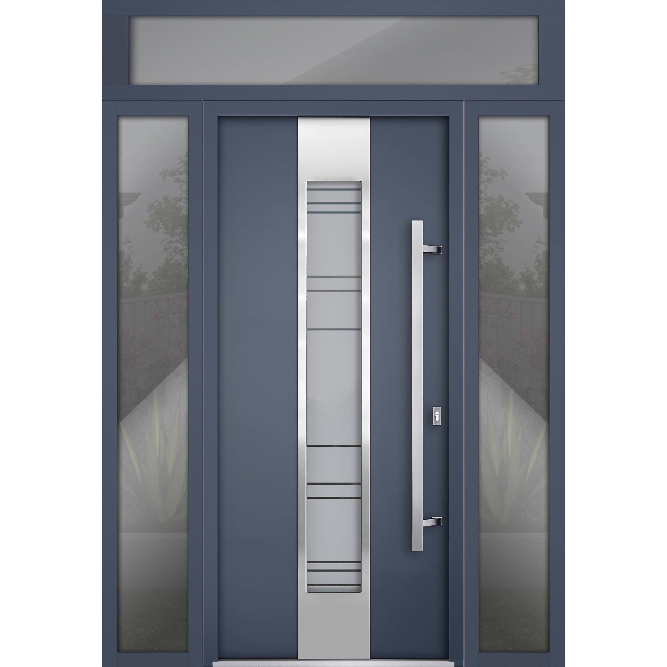 VDOMDOORS Front Exterior Prehung Steel Door/Deux 0757 Gray